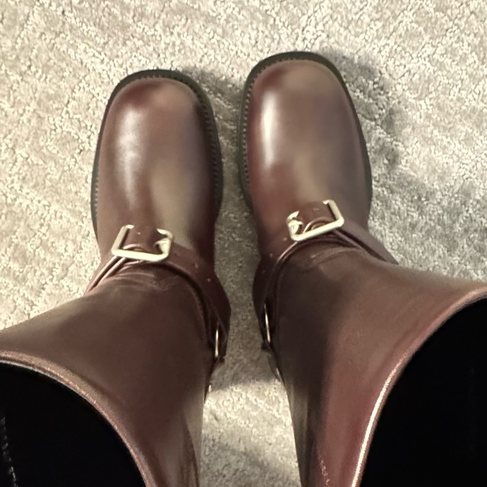 Burberry Brown Leather Combat Moto Boots - Picture 11 of 16
